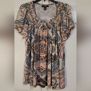 Style & Co. Paisley Blouse in Black, Cream, and Pink